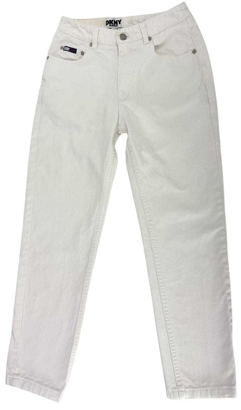 Vintage 2000s Women's 4 White Crop Jeans Cotton Straight Leg Ankle Denim Pants